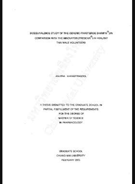 Bioequivalence study of the generic Finasteride (Harifin R) in comparison with the innovator (Proscar R) in healthy Thai male volunteers / Anutra Khangtragool book