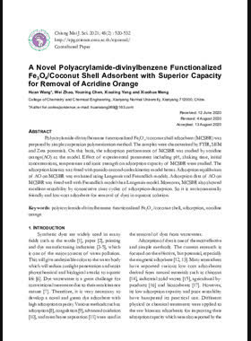 A Novel Polyacrylamide-divinylbenzene Functionalized Fe3O4/Coconut Shell Adsorbent with Superior Capacity for Removal of Acridine Orange book