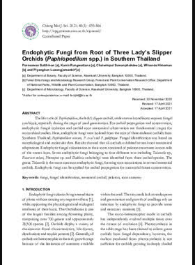 Endophytic Fungi from Root of Three Lady’s Slipper Orchids (Paphiopedilum spp.) in Southern Thailand book