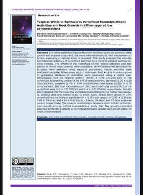 Tropical Wetland Earthworm Vermifluid Promotes Mitotic Activities and Root Growth in Allium cepa at low concentrations book
