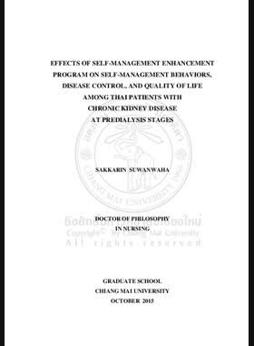 Effects of self-management enchancement program on self-mangement behaviors, disease control, and quality of life among Thai patients with chronic kidney disease at predialysis stages book