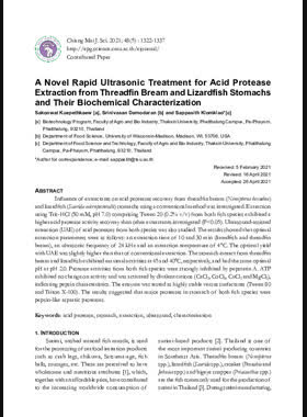 A Novel Rapid Ultrasonic Treatment for Acid Protease Extraction from Threadfin Bream and Lizardfish Stomachs and Their Biochemical Characterization book
