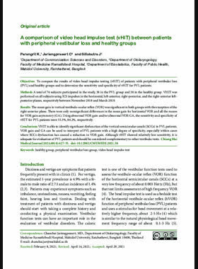 A comparison of video head impulse test (vHIT) between patients with peripheral vestibular loss and healthy groups book
