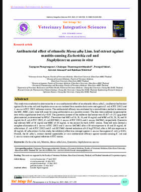 Antibacterial effect of ethanolic Morus alba Linn. leaf extract against mastitis-causing Escherichia coli and Staphylococcus aureus in vitro book