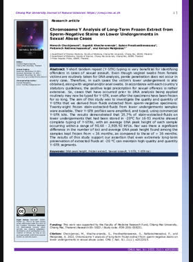 Chromosome Y Analysis of Long-Term Frozen Extract from Sperm-Negative Stains on Lower Undergarments in Sexual Abuse Cases book