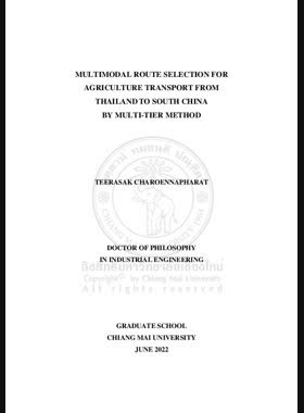 Multimodal route selection for agriculture transport from Thailand to South China by multi-tier method book
