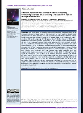 Effect of Nocturnal and Diurnal Moderate-intensity Swimming Exercise on Increasing Irisin Level of Female Mice (Mus musculus) book