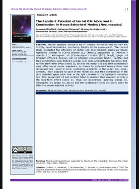 The Repellent Potential of Herbal Oils Alone and in Combination in Mouse Behavioral Models (Mus musculus) book