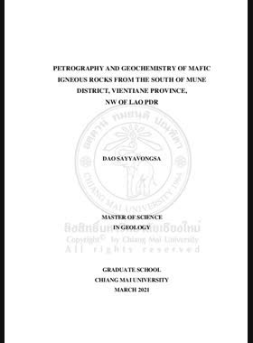 Petrography and geochemistry of mafic igneous rocks from the South of Mune District, Vientiane Province, NW of Lao PDR book