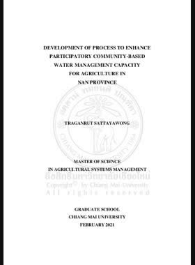 Development of process to enhance participatory community-based water management capacity for agriculture in Nan Province book