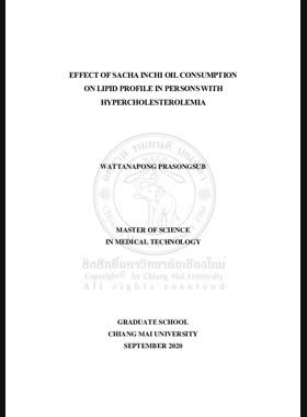 Effect of Sacha Inchi oil consumption on lipid profile in persons with Hypercholesterolemia book