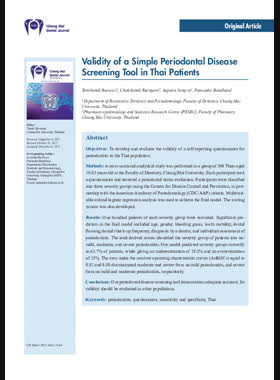 Validity Of A Simple Periodontal Disease Screening Tool In Thai Patients book