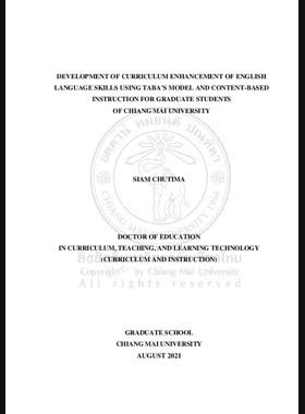 Development of curriculum enhancement of English Language skills using Taba’s Model and content-based instruction for graduate students of Chiang Mai University book