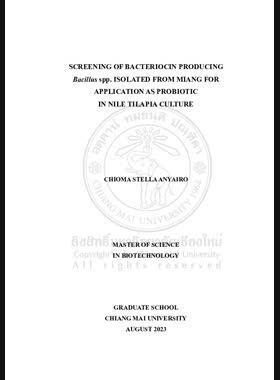 Screening of bacteriocin producing Bacillus spp. isolated from Miang for application as probiotic in nile tilapia culture book