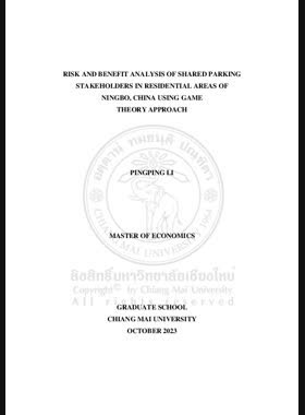 Risk and benefit analysis of shared parking stakeholders in residential areas of Ningbo, China using game theory approach book