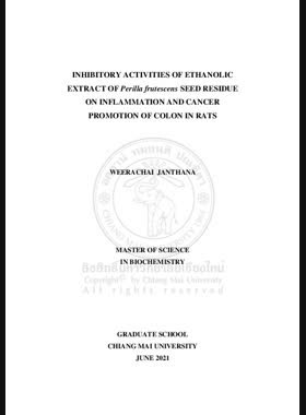 Inhibitory activities of ethanolic extract of perilla frutescens seed residue on inflammation and cancer promotion of colon in rats book