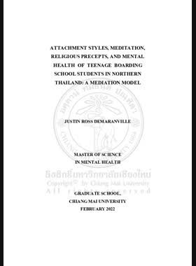 Attachment styles, meditation, religious precepts, and mental health of teenage boarding school students in Northern Thailand: a mediation model book