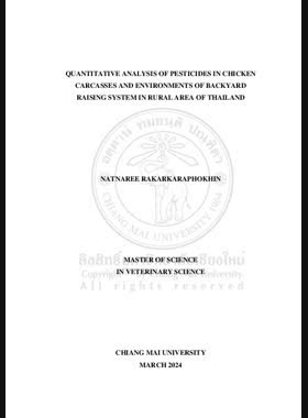 Quantitative analysis of pesticides in chicken carcasses and environments of backyard raising system in rural area of Thailand book