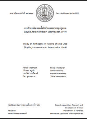 การศึกษาชนิดของเชื้อโรคในการอนุบาลลูกปูทะเล (Scylla paramamosain Estampador, 1949) book