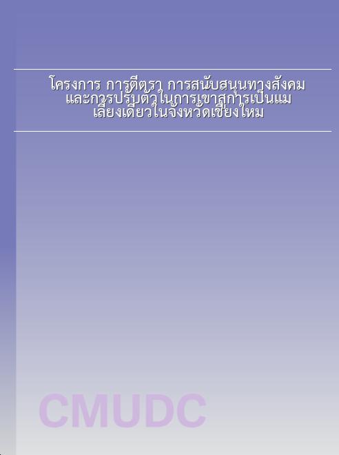 โครงการ การตีตรา การสนับสนุนทางสังคม และการปรับตัวในการเข้าสู่การเป็นแม่เลี้ยงเดี่ยวในจังหวัดเชียงใหม่ book