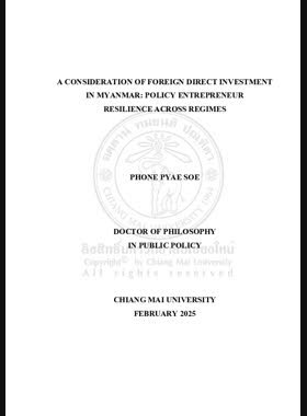 A Consideration of foreign direct investment in Myanmar: policy entrepreneur resilience across regimes book