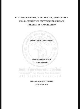 Color formation, wettability, and surface characteristics on titanium surface treated by anodization book