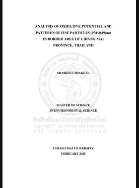 Analysis of oxidative potential and patteren of fine particles (PM<0.49 µm) in border area of Chiang Mai Province, Thailand book