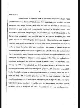 The development of laboratory animal model for nocturnally subperiodic brugia malayi