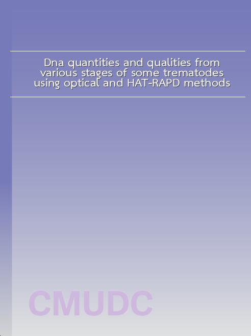 Dna quantities and qualities from various stages of some trematodes using optical and HAT-RAPD methods. book