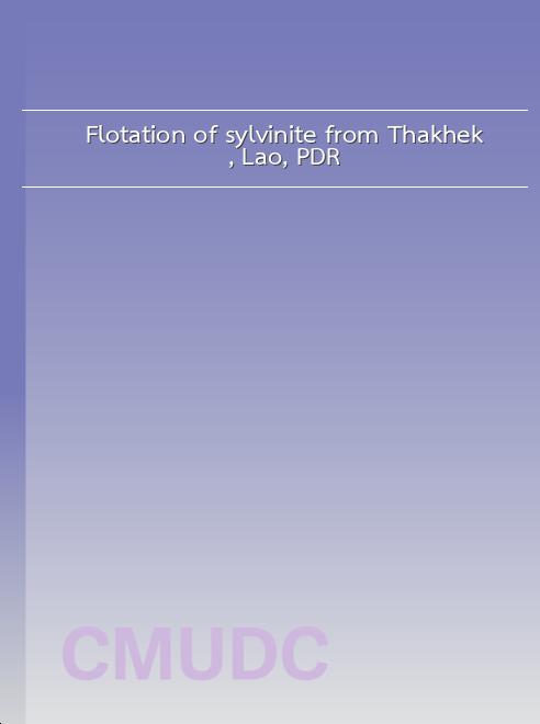 Flotation of sylvinite from Thakhek, Lao, P.D.R. book