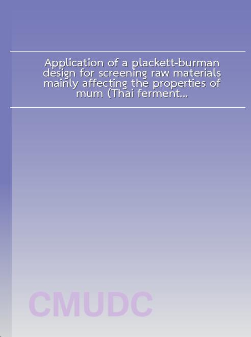 Application of a plackett-burman design for screening raw materials mainly affecting the properties of mum (Thai fermented sausage) book